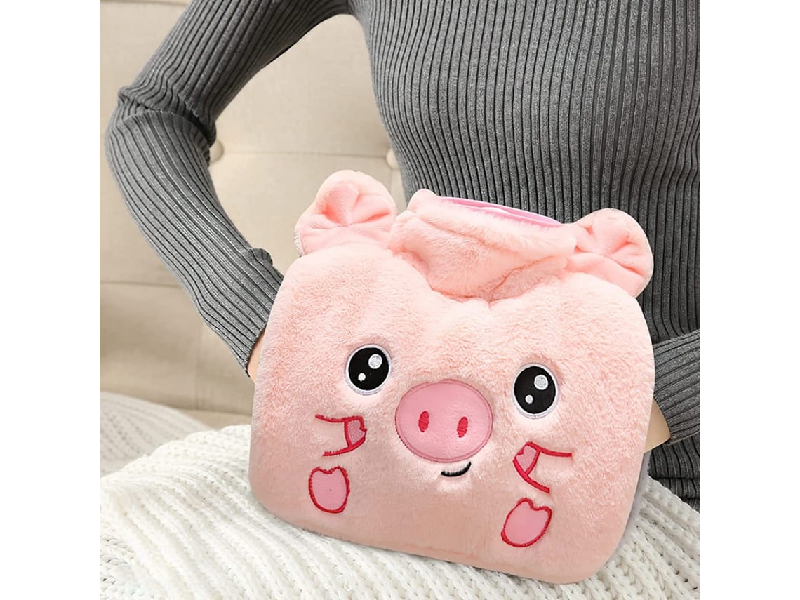Garrafa De Água Quente Com Bolso Para Mãos, 1.25l Garrafa De Água Quente De Desenho Animado Com Capa De Pelúcia