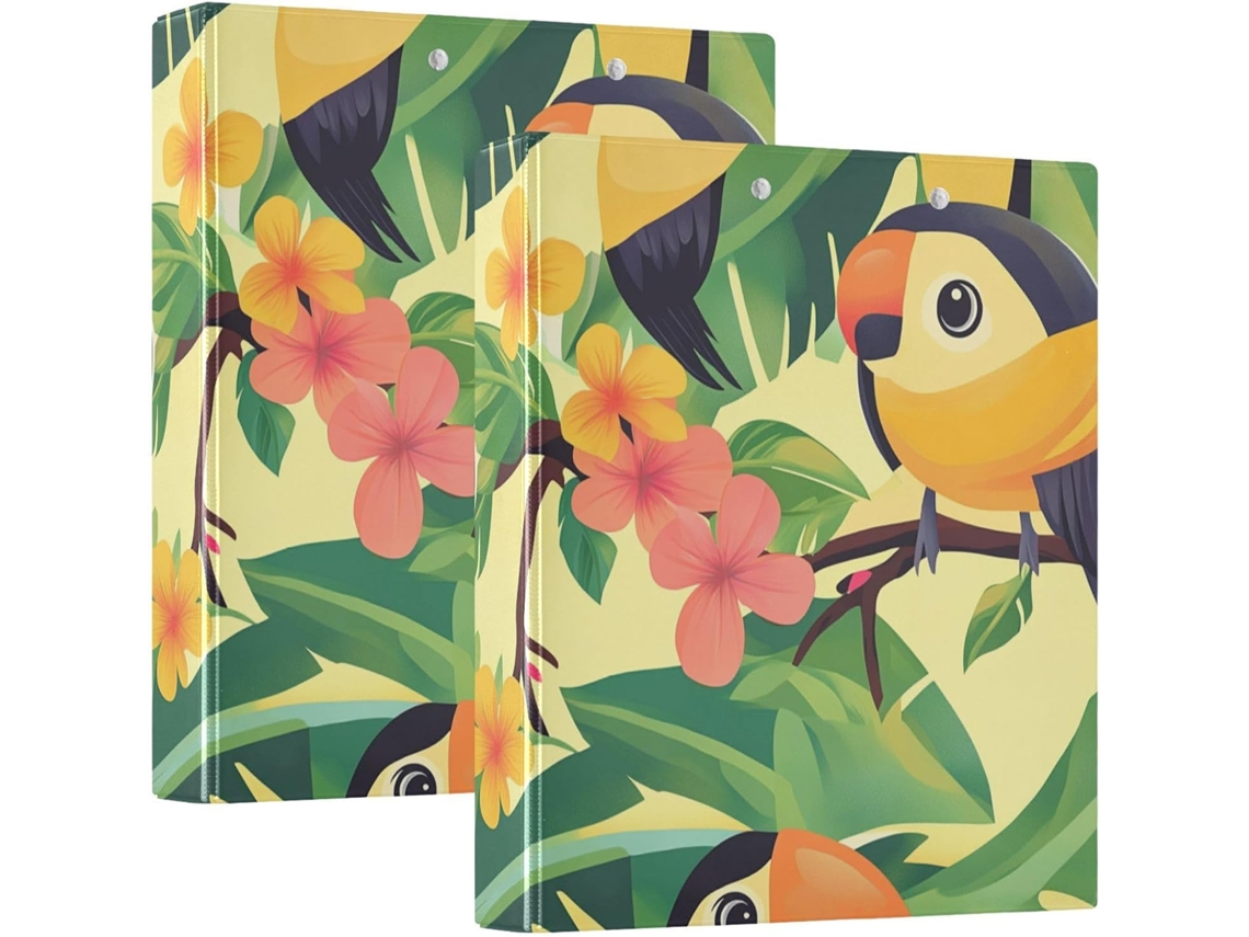 Fofo Caderno Com Desenho Papagaio, Tema Tropical, 3,8cm, Formato Redondo Com Prancheta, Embalagem De 1 2 Unidades