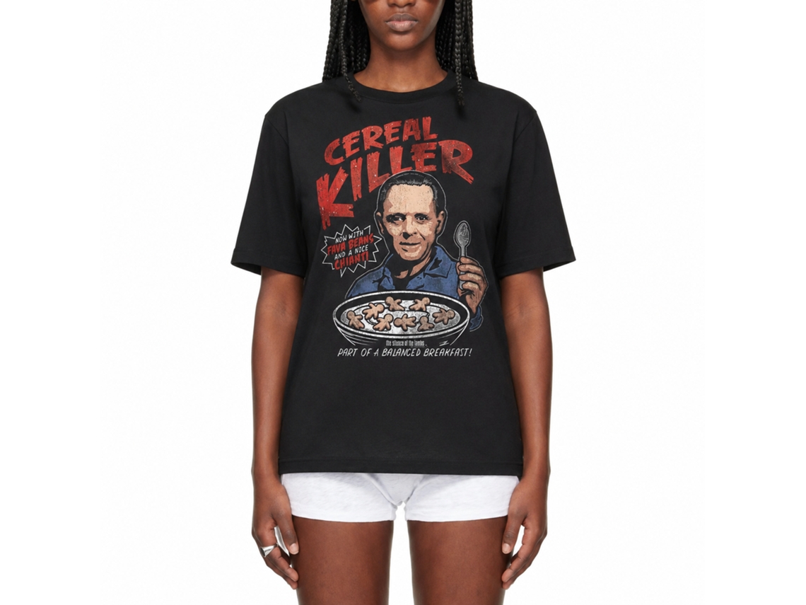 Rockinstone Silence Of The Lambs Movie Silence Cereal Killer Black Adult T-shirt Size:l