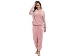 2026 pijama de Inverno para Mulher Plus Size Macio com Camisa e Calças de Felpa com Gola Redonda