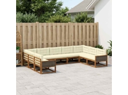 Vidaxl Conjunto De Sofás Para Exterior 9 Pcs Natural E Creme