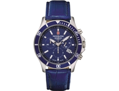 Relógio SWISS ALPINE MILITARY Homem (Pele - Azul)