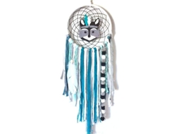 Dream Catcher Niños, Ahorcado De Pared Artesanal Mapache Azul Para Habitación Infantil Dormitorio Decoración