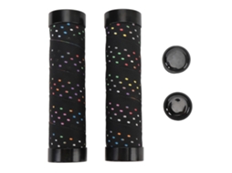 Conjunto de Manoplas Mali de bicicleta PU antiderrapante com trava dupla 22.2mm preto com base colorida 2 unidades