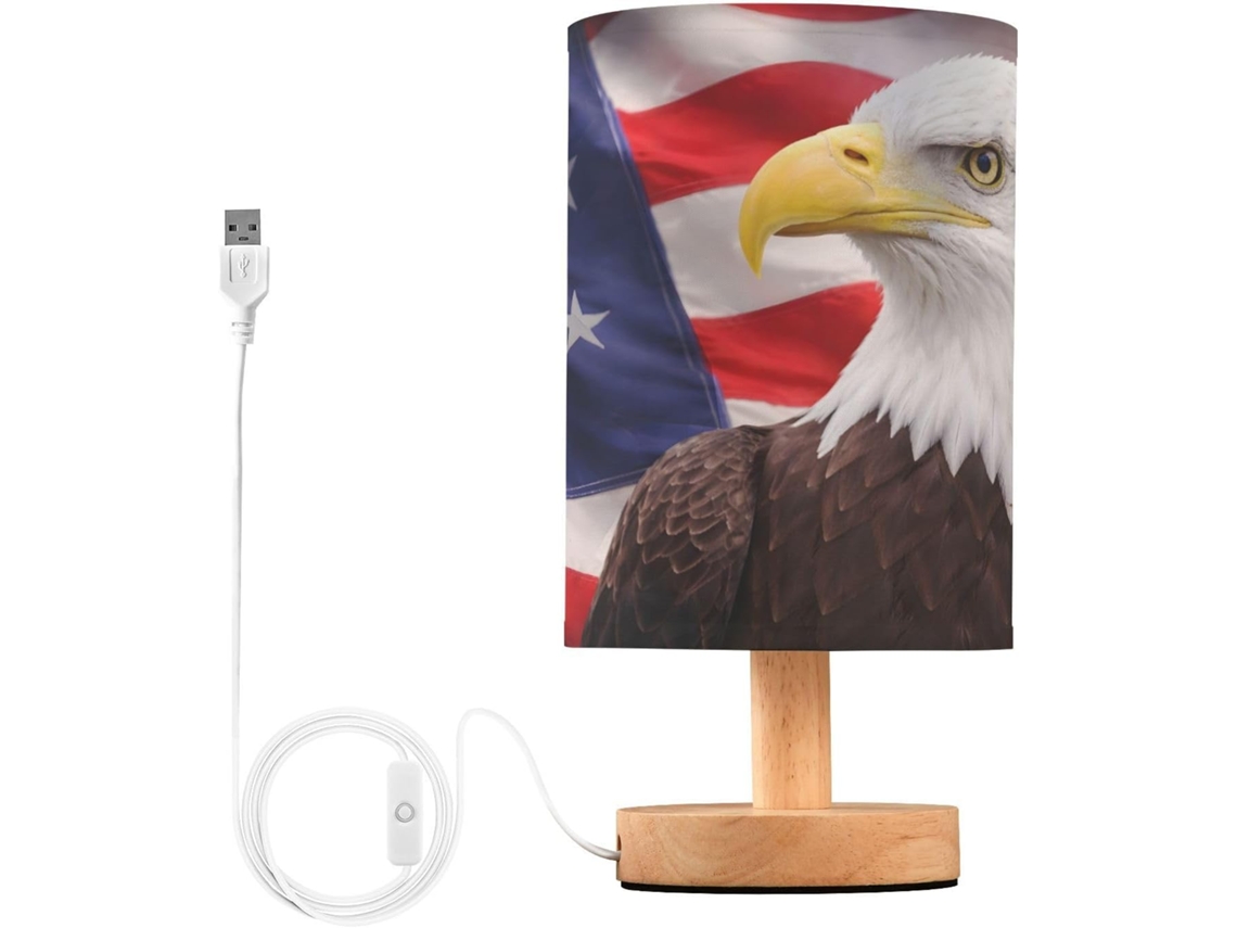 Abajur De Cabeceira Mnsruu Com Águia Careca E Design Da Bandeira Americana, Luminária De Cabeceira Led, Luminária De