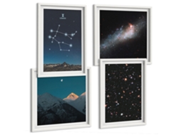 Composição De Quadros Na Parede Galáxia Do Zodíaco, Gêmeos Moldura Branca Imagens Para Um Quarto Infantil Espelharte (conjunto De 4 Imagens)