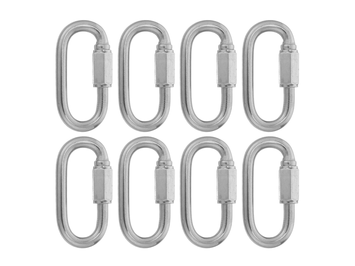 Conjunto De 8 Mosquetões Aço Inoxidável Reforçados Com Trava Rosca,