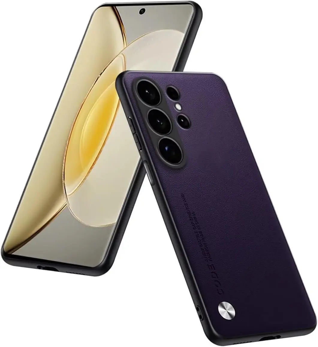 Capa Minimalista Em Couro Vegano (roxa, Galaxy S22 5g) Para Celular, Ultrafina E Com Proteção Anti-impressão Digital.