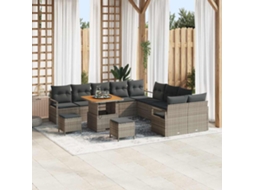 Vidaxl Conjunto De Sofá De Jardim 13 Unid. Cinzeto Vime Pe