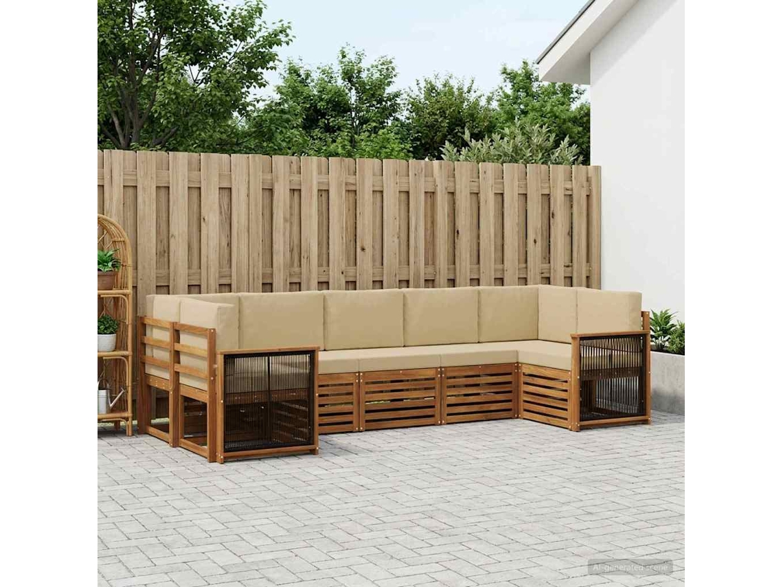 Vidaxl Conjunto De Sofás Para Exterior 6 Unid. Natural
