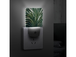 Luminária Noturna Led Com Design De Folha Palmeira Verde, Dusk Sensor, Plugue Decorativo, Luminária Noturna De