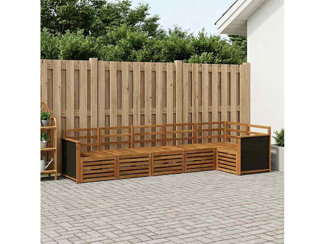 Vidaxl Conjunto De Sofás Para Exterior 5 Unid. Natural