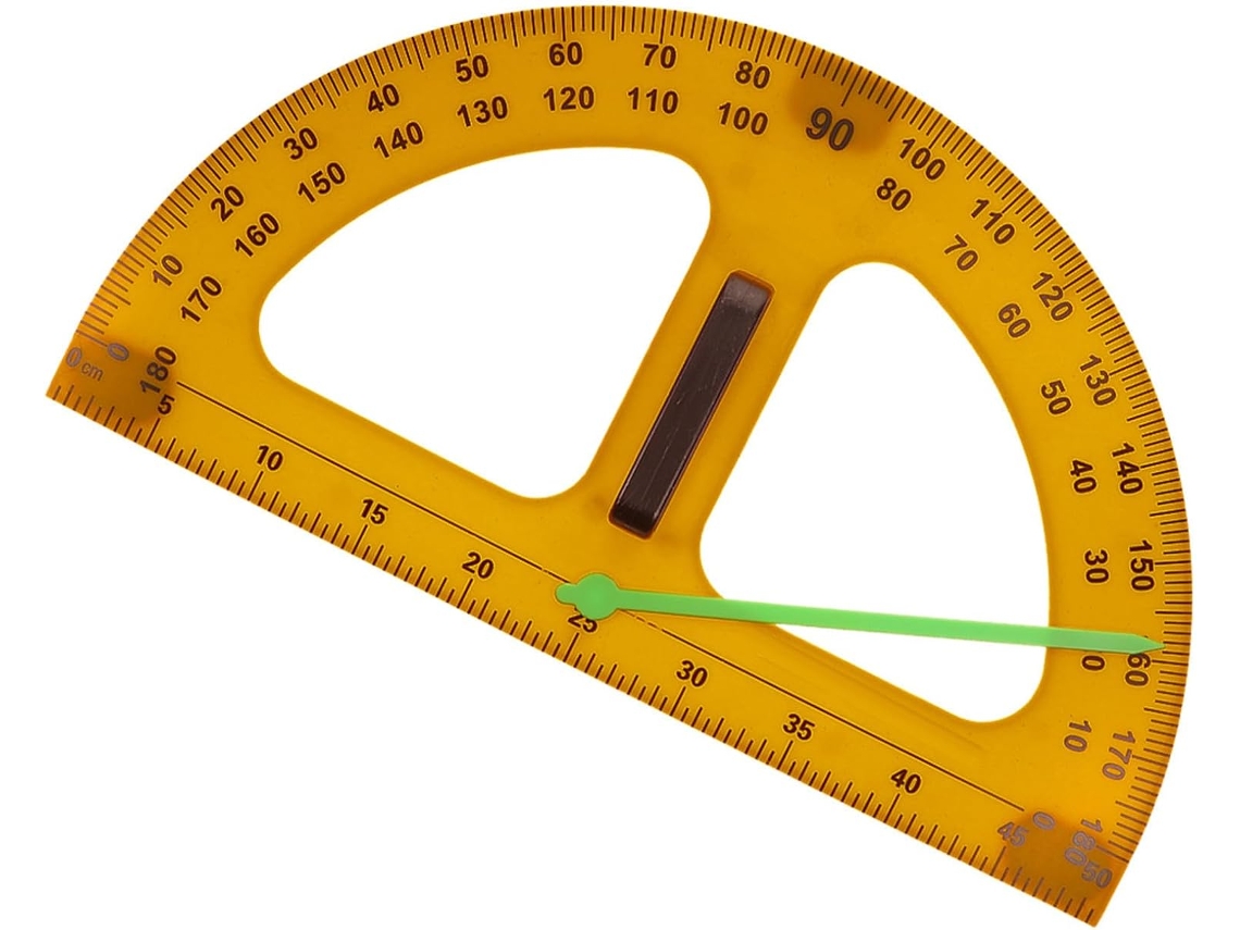 Transferidor Semicircular Laranja Com Cabo De Plástico Para Professores