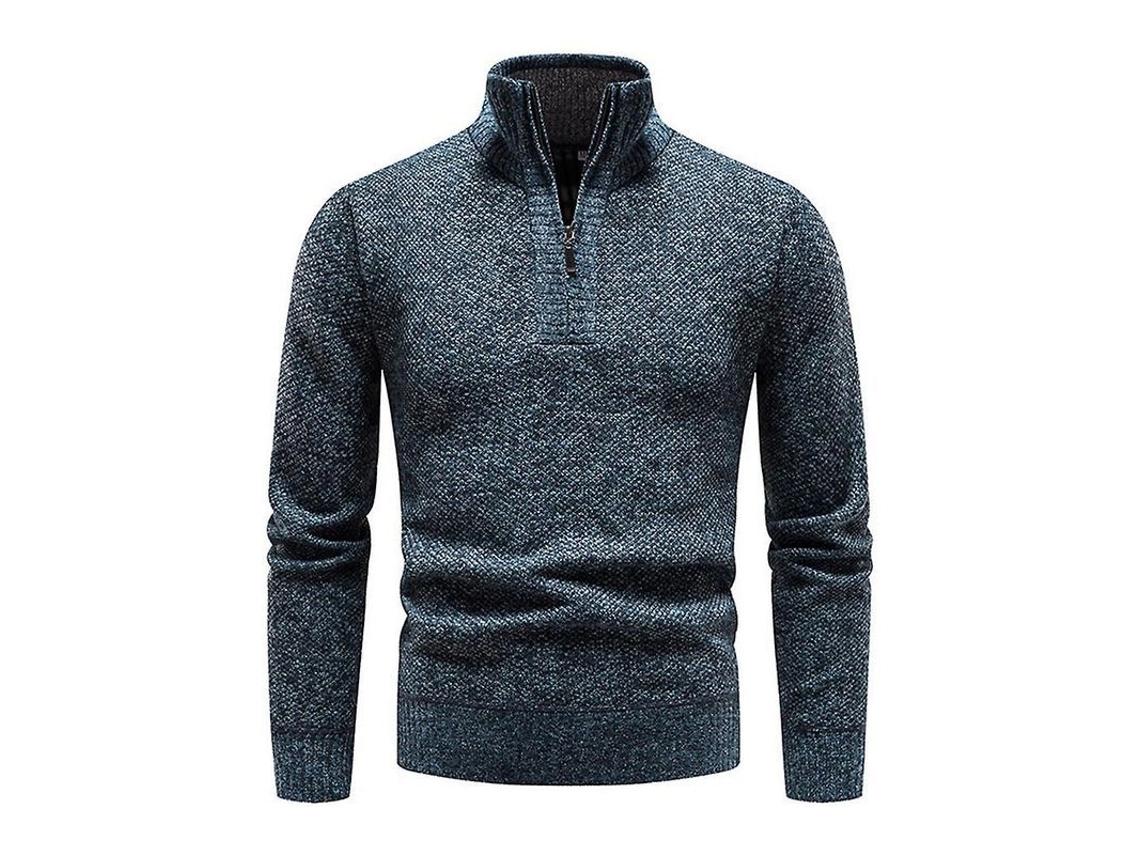 2026 jersey Hombre Cuello Mock Con Cremallera Manga Larga Tejido Slim Fit Casual Suéter para Invierno