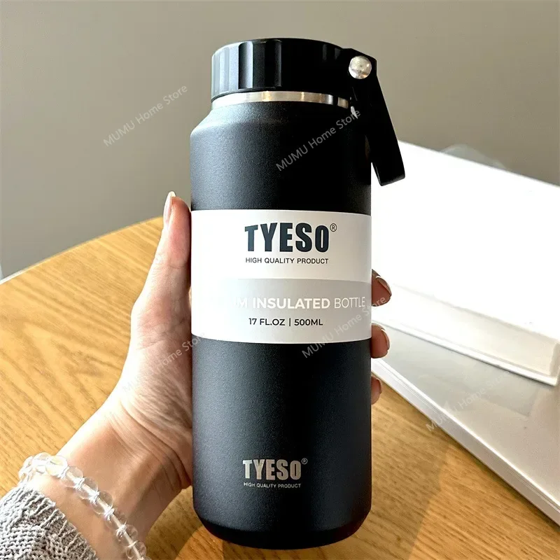Garrafa De Água Esportiva Com Isolamento A Vácuo Em Aço Inoxidável 304 (preta, 500 Ml) / Caneca Térmica Para Bebidas Frias