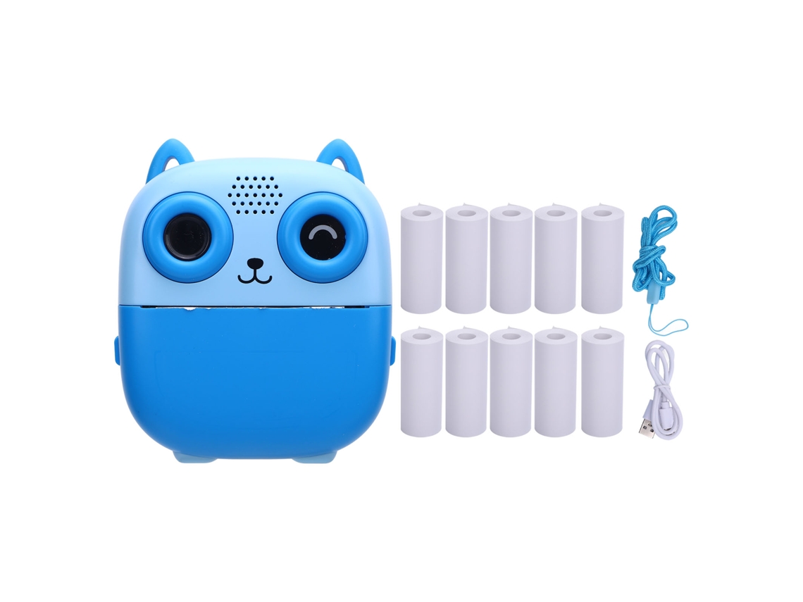 Câmera de impressão infantil portátil Bluetooth HD, vídeo selfie, com app, 10 rolos de papel térmico