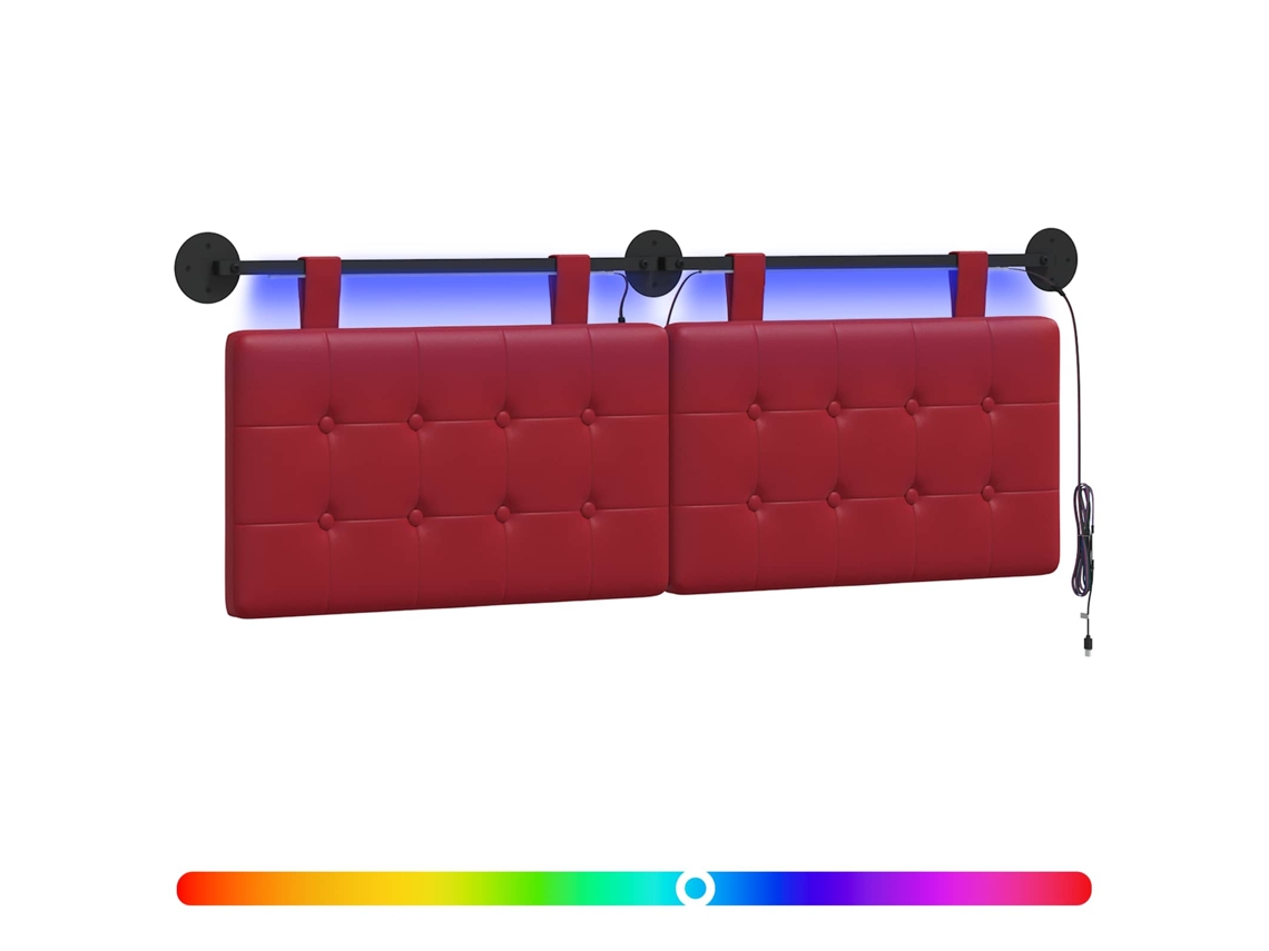 Conjunto 1 Cabeceira Suspensa Vidaxl Vermelho Couro Sintético (130 X 55 X 5 Cm)