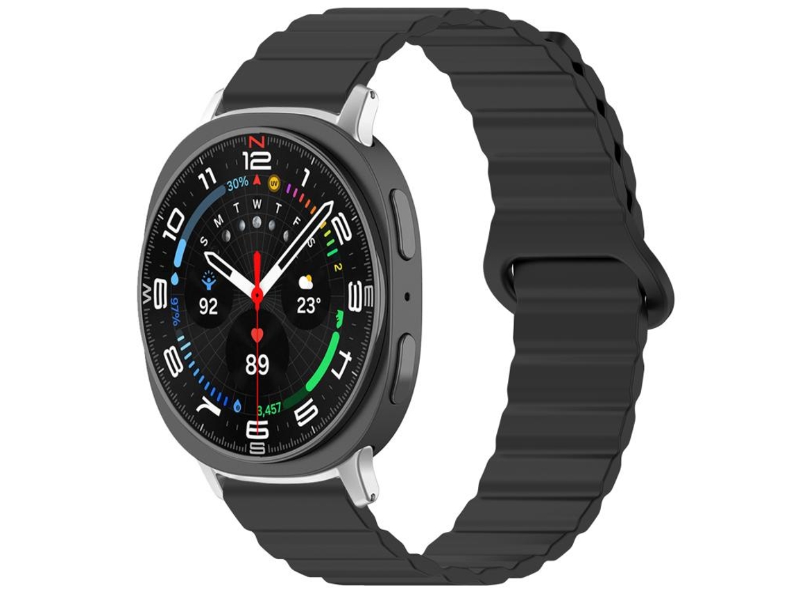 Bracelete para Samsung Galaxy Watch 8 / 8 Classic Silicone Brilhante Magnético Loop Preta XIAOMOYU
