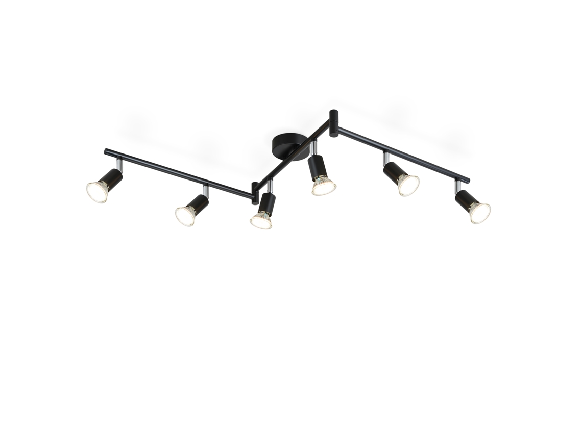 Nettlife 6 Focos De Teto De Metal Preto Gu10 Ajustáveis 330° Para Cozinha, Sala De Estar, Quarto
