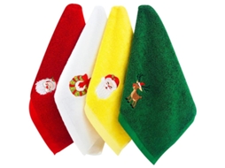 Conjunto de 4 Toalhas de Natal em Algodão Puro com Estampa Natalina AQUAFORGE