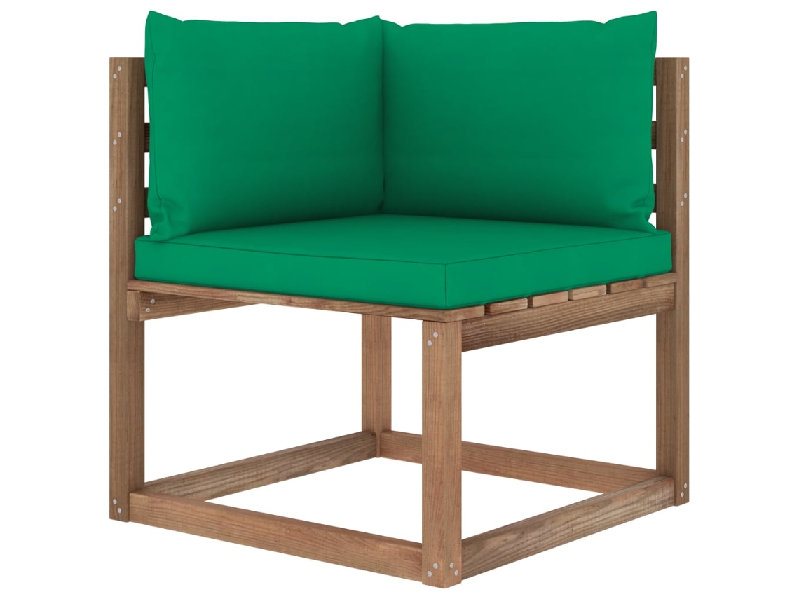 Sofá de Paletes de Jardim de 4 Lugares e Almofadas de Madeira de Pinho