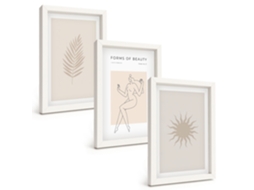 Galeria De Pinturas Na Parede Coleção De Formas Minimalistas Moldura Branca Quadros Para O Escritório Espelharte (3 Peças 20x30 Cm)