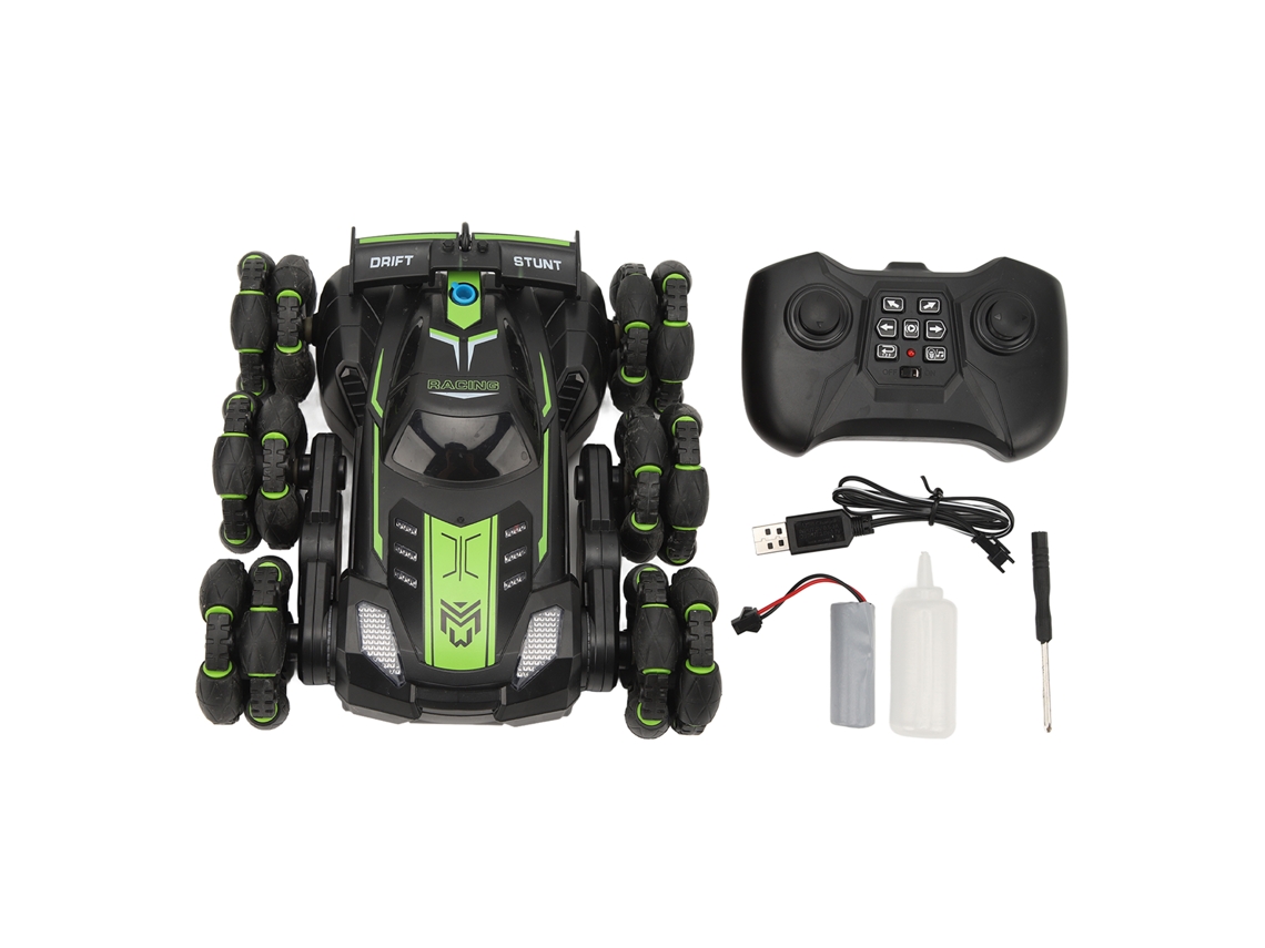 Mali carro de Acrobacias Rc 2.4ghz com Luz e Som Rotação 360 Graus Brinquedo para Crianças Verde