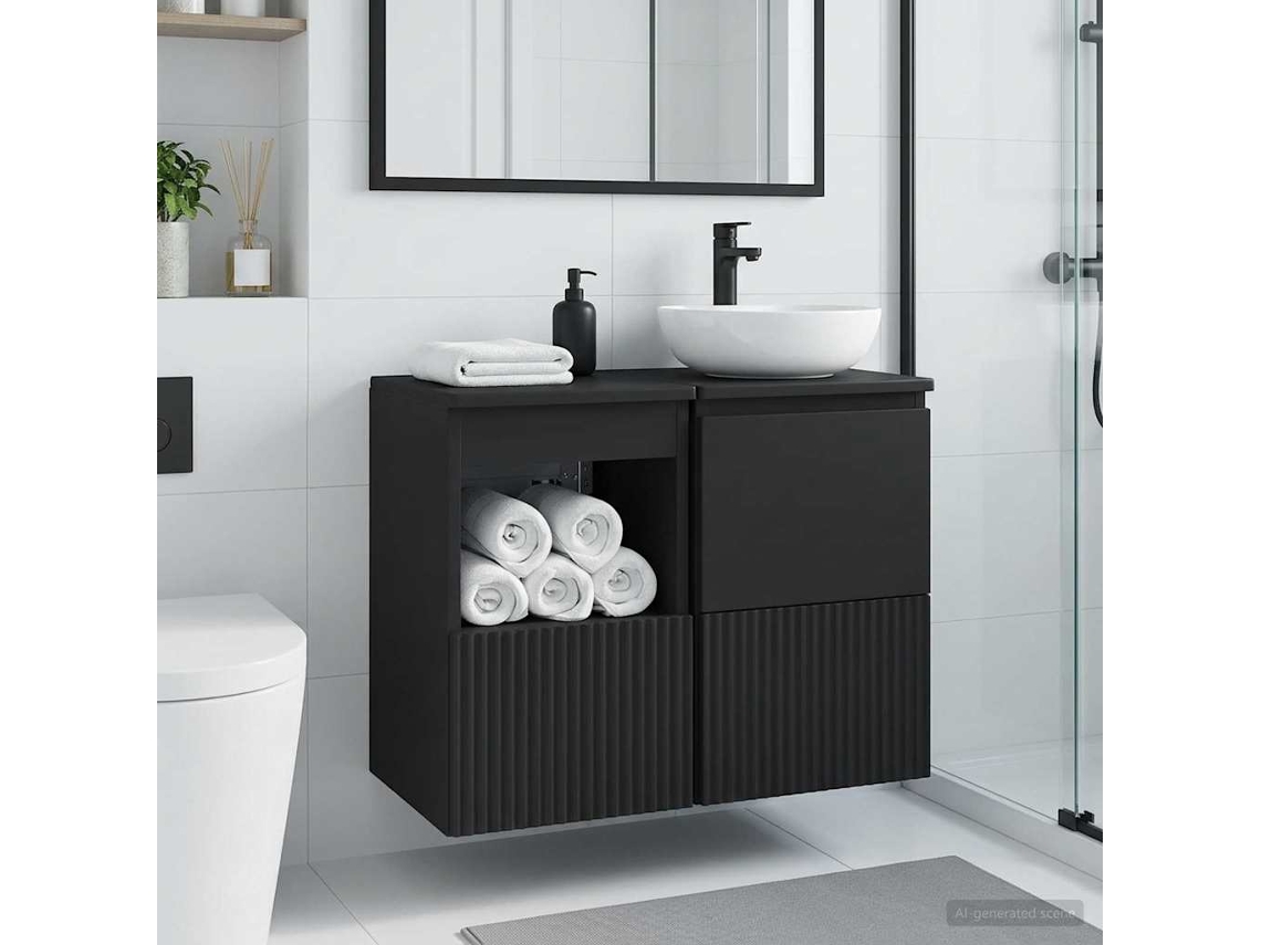 Vidaxl Armário De Banheiro Preto 30 X 44,5 X 50 Cm