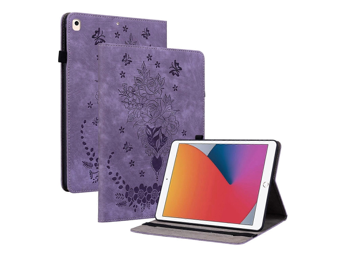 Capa de couro inteligente Webake para tablet com padrão de borboleta e rosa