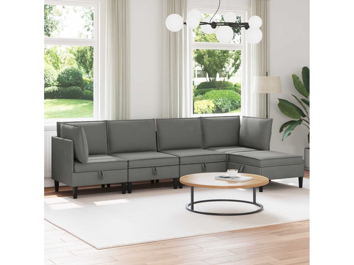 Vidaxl Conjunto De Móveis Para Sala De Estar 5 Unid. Cinzento-escuro