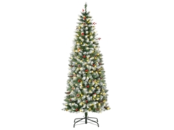 Árvore Natal Dobrável. Verde Ø65x180cm, 300 Led Branco Quente, 618 Ramos, Pvc, Base