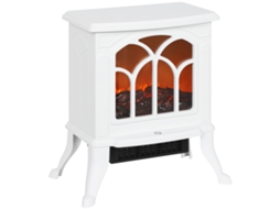 Lareira Elétrica Independente 750/1500w C/ Efeito Chama Led Falsa, 37,3x23,1x44cm, Branca