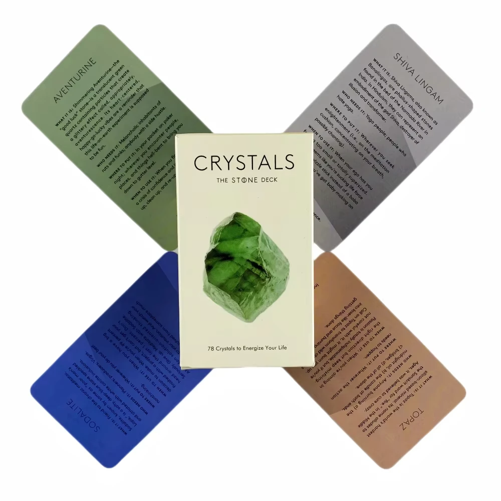 Cartas Oráculo de Pedra de Cristal, um Jogo de Cartas Casual para Adivinhação e Leitura da Sorte. MDUG