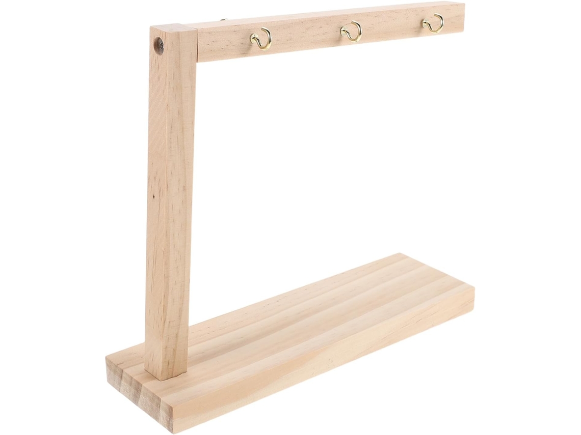 Suporte minimalista para batatas fritas Pregos em madeira bege com base antiderrapante e design diferenciado.