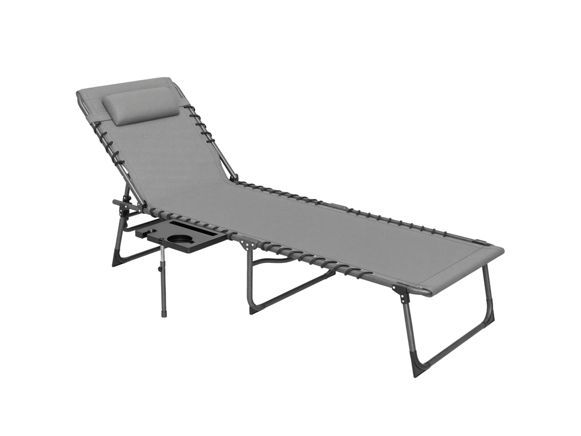 Espreguiçadeira Aço e Tecido Oxford Cor Cinzento 60x190x31 cm Outsunny