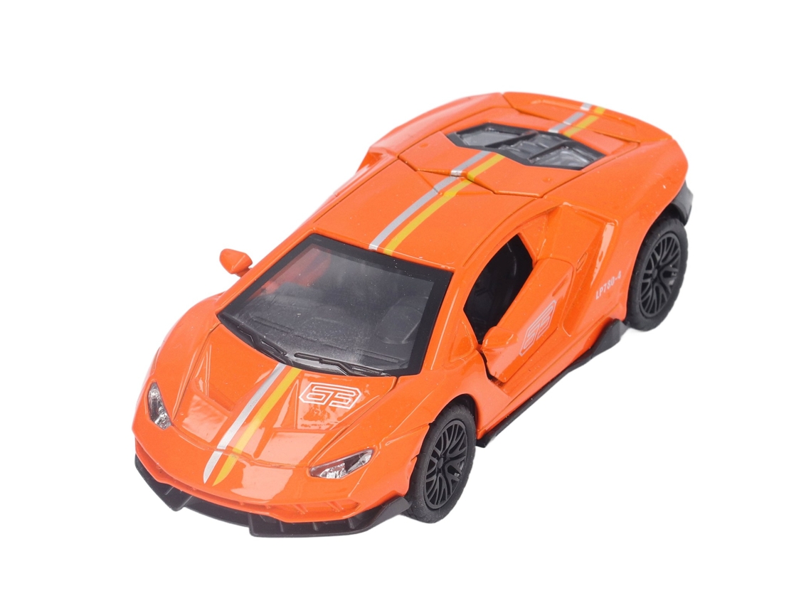 Carrinho de liga metálica ATS, escala 1:32, esportivo metálico com luzes e som, brinquedo para crianças maiores de 3 anos, laranja.