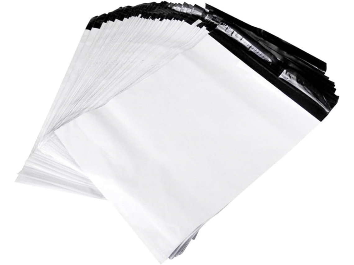 100 Peças Sacs Expédition Plastique Blancs Autoadesivos Resistentes À Eau E Déchirures Para Envio De Colis