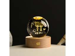 Luminária Noturna Led Personalizada Em Formato De Bola Cristal 3d Gravada Com O Nome Da Sua Melhor Amiga. 8 Cm+ Base Luz Quente 7 Cm, Alimentação Usb