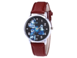 Relógio de casal casual de quartzo com pulseira de PU, estampa fofa de Halloween, cor café, Zhoulianfa