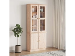 Vidaxl Expositor C/ Portas De Vidro Alta 77x35x186,5 Cm Pinho Maciço