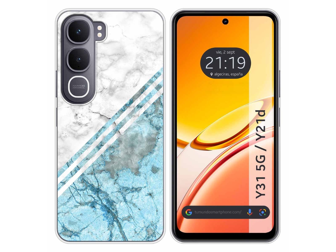 Capa Tumundosmartphone De Silicone Para Vivo Y31 5g / Y21d Com Estampa De Mármore 2 Desenhos