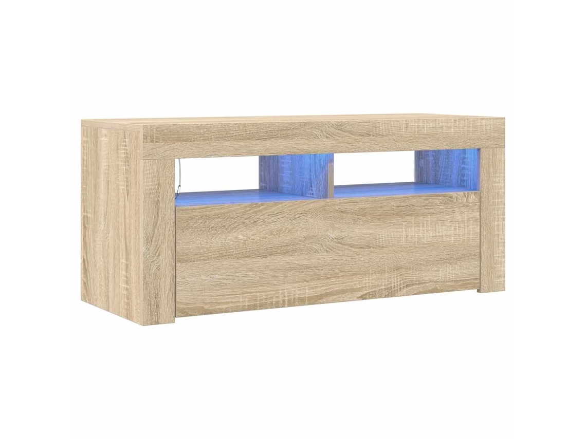 Móvel de TV com luzes LED 90x35x40 cm Carvalho Sonoma MAISON EXCLUSIVE