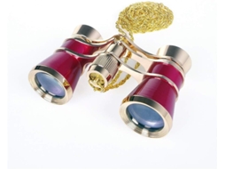 Binóculos de Ópera Clássicos Dobráveis​​ 3 X 25 Vermelhos, Corpo de Metal com Corrente, Lente Óptica, Telescópio de Teatro, Design Retrô BRILVIBERA