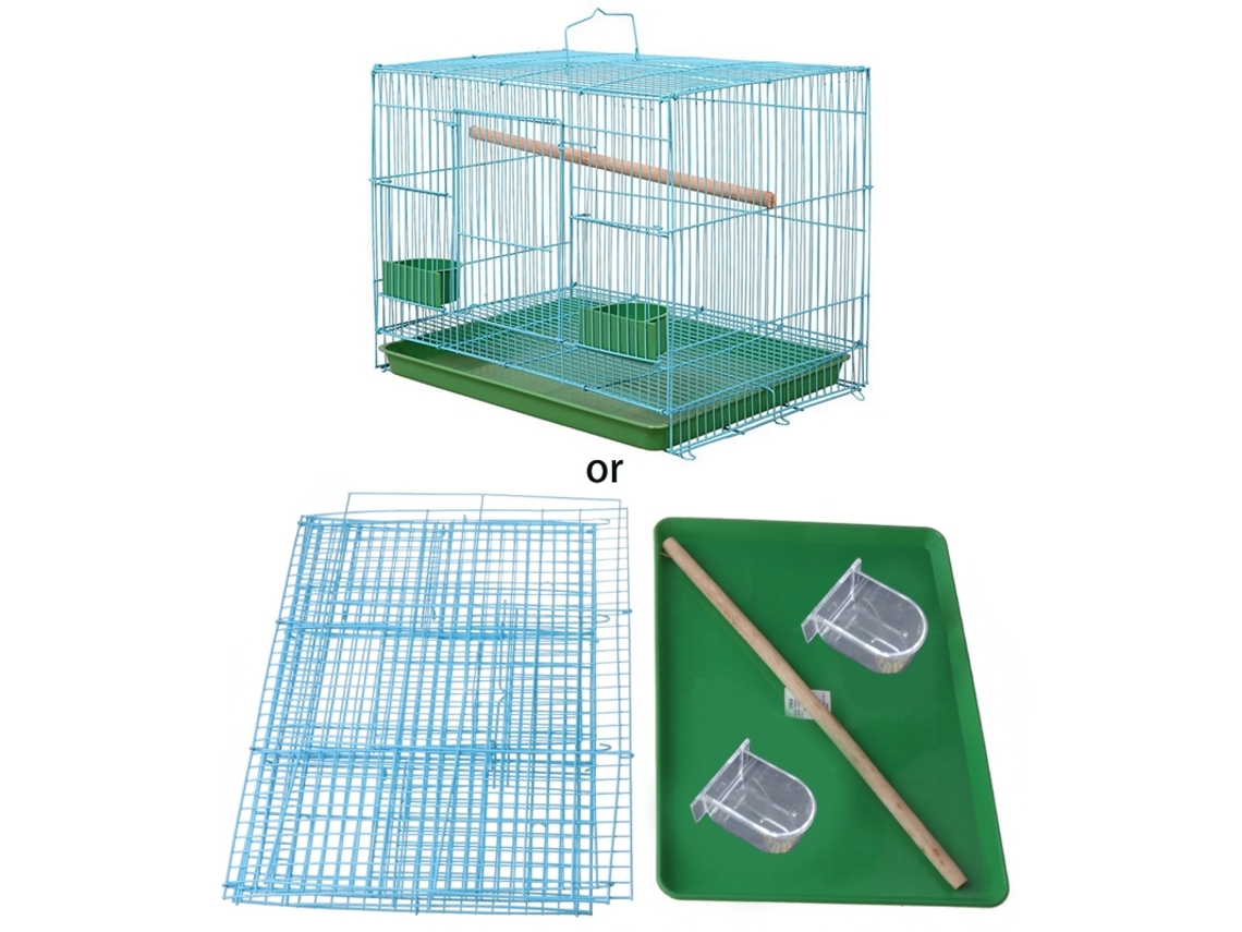 Gaiola Retangular de Arame para Pássaros Pequenos e Canários, Equipada com Suporte para Pássaros e 2 Comedouros Semicirculares AQUAFORGE