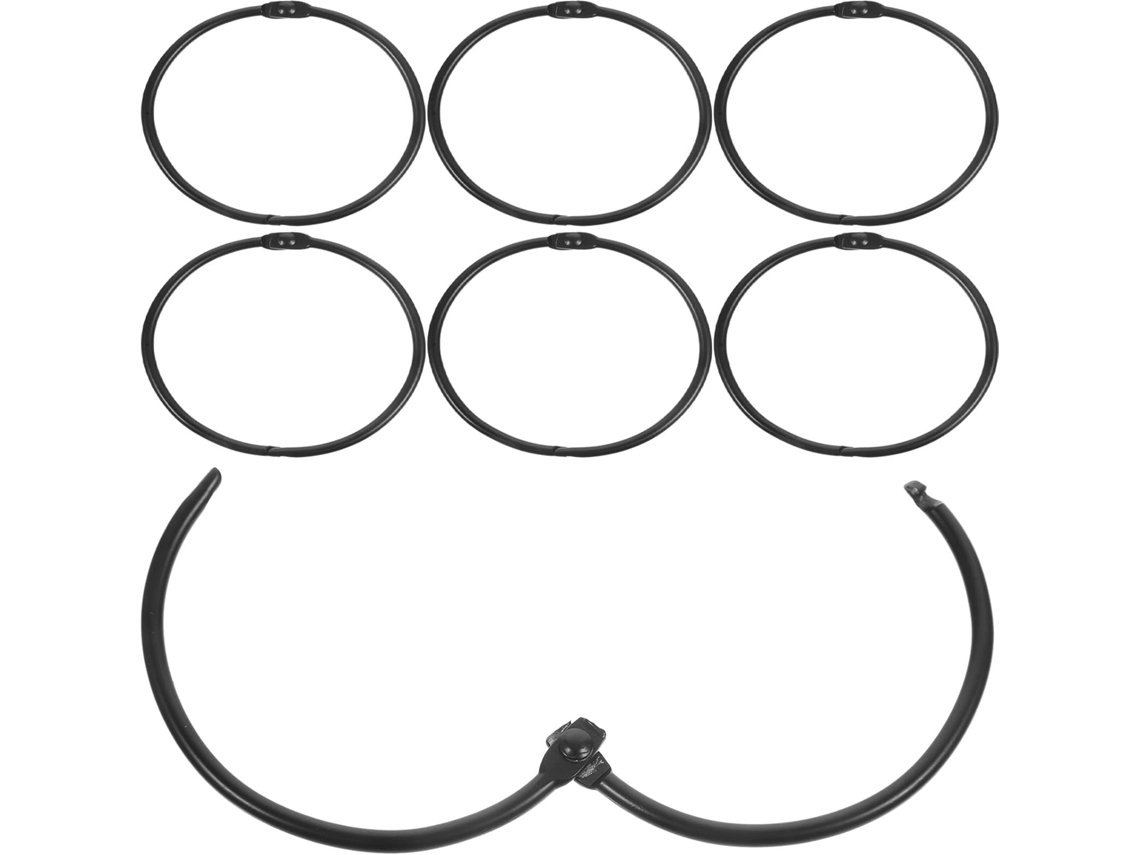 Conjunto De 24 Ganchos Circulares Pretos Ferro Para Cortina Chuveiro,
