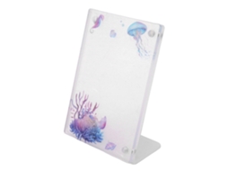 Universal 3in L Shape Magnetic Photo Frame Acrylic Photo Frame Stand For Home Office Sea Horse And Jellyfish LAXISCREED