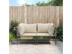 Vidaxl Sofás De Canto P/ Jardim C/ Almofadões 2 Pcs Vime Pe Cinzento