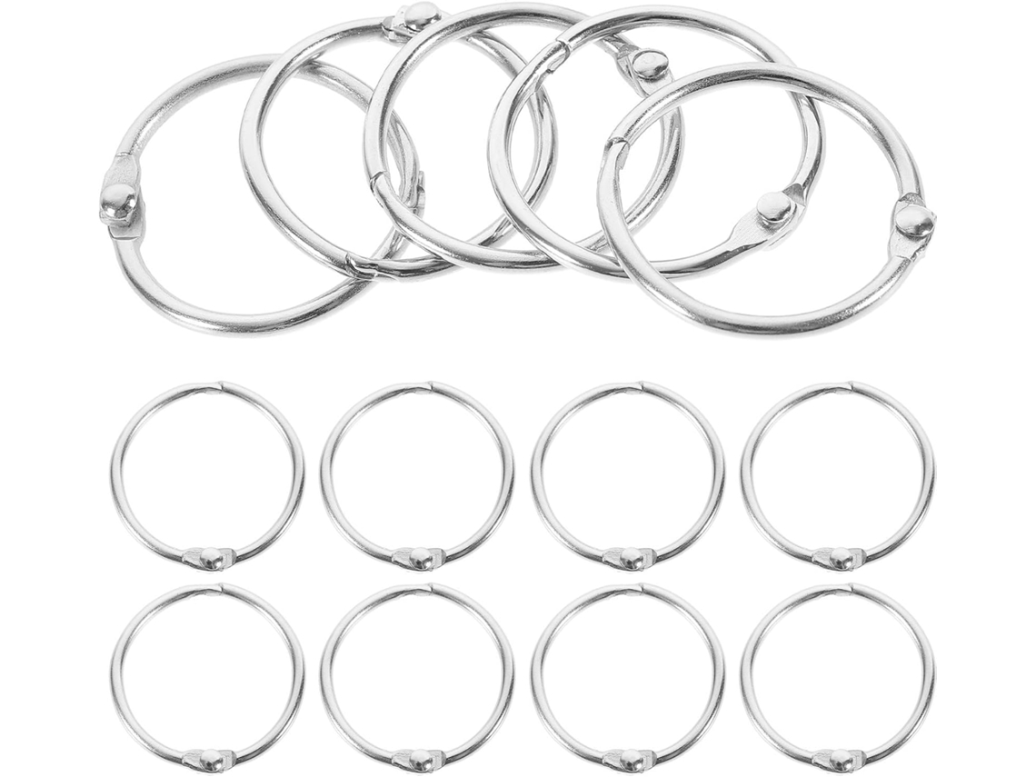Conjunto Ultechnovo com 20 anéis metálicos redondos para acorrentamento, uso escolar e em mesas, resistentes para...