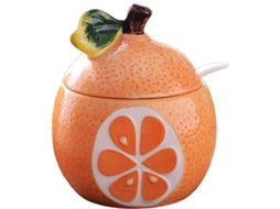Potinho de Açúcar Nova Line com tampa e colher, forma de fruta, 250ml, marca S/MARCA