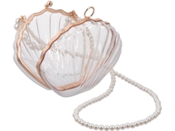 Bolsa De Ombro Com Corrente De Pérolas Artificiais, Bolsa Simples Feminina Em Acrílico.